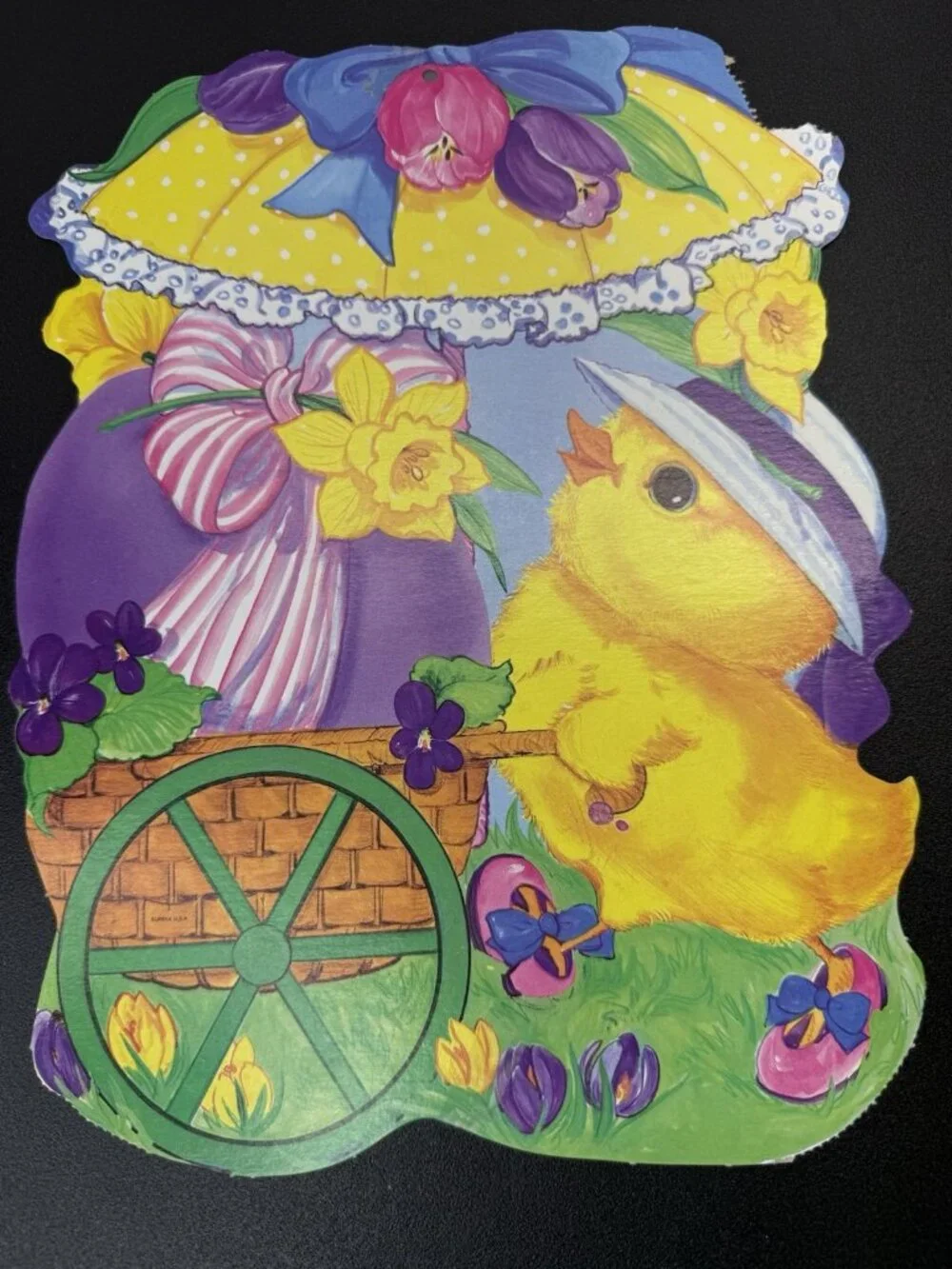 Vintage 3 Easter Spring Bunny Rabbit Chick Die Cut Paper Decorations Cutout